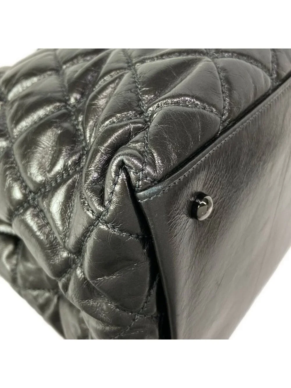 Chanel Tote Bag Chain Me Metallic Gray Shoulder Silver